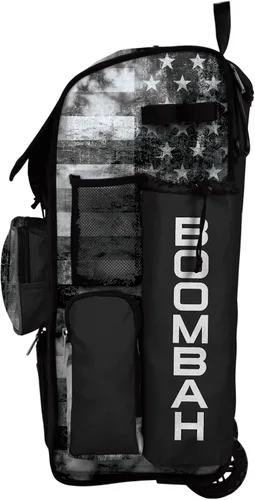 Miniatura 2 de Boombah Rolling Superpack Baseball/Softball Gear Bag - Telescopic Handle - Holds 4 Bats - Wheeled Version - USA Old Glory Black Ops