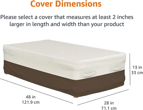 Miniatura 2 de Amazon Basics Funda para mesa de centro de patio al aire libre, impermeable, anti-UV, duradera, beige/tostada, 48 x 28 pulgadas