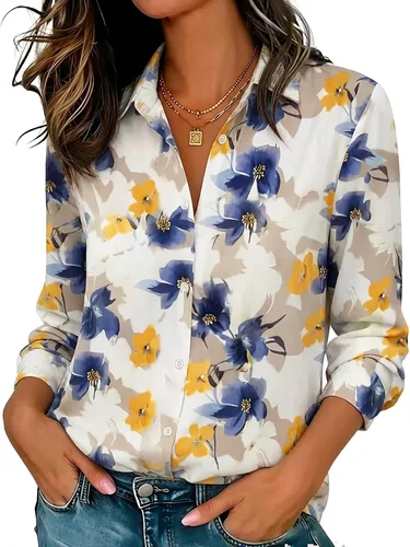 Miniatura 17 de Camisas elásticas suaves sin arrugas con botones para mujer, tops transpirables que absorben la humedad para vestir casual de trabajo
