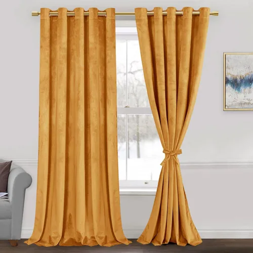 Miniatura 110 de JIUZHEN - Cortinas de terciopelo gris de 63 pulgadas opacas para sala de estar - Cortinas gruesas de terciopelo con ojales para ventana