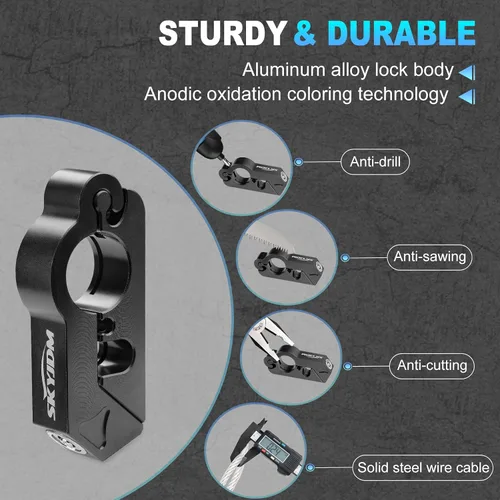 Miniatura 5 de Combo de bloqueo de motocicleta - Casco y agarre antirrobo para todas las motocicletas, bicicletas, cuatrimotos, scooters con diámetros de manillar
