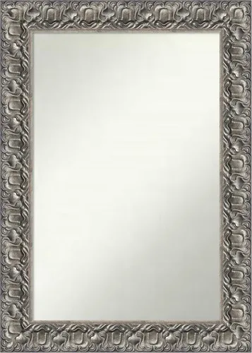 Miniatura 17 de Amanti Art Espejo de baño plateado para sobre fregadero, 26 x 26 pulgadas, espejo cuadrado de níquel pulido, marco de madera tradicional mediano, se