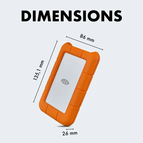 Miniatura 9 de LaCie Rugged HDD Externo Portátil de 5TB - Compatible con USB 3.0/2.0, Resistente a Golpes/Polvo/Lluvia para Mac y PC, Naranja, Gris