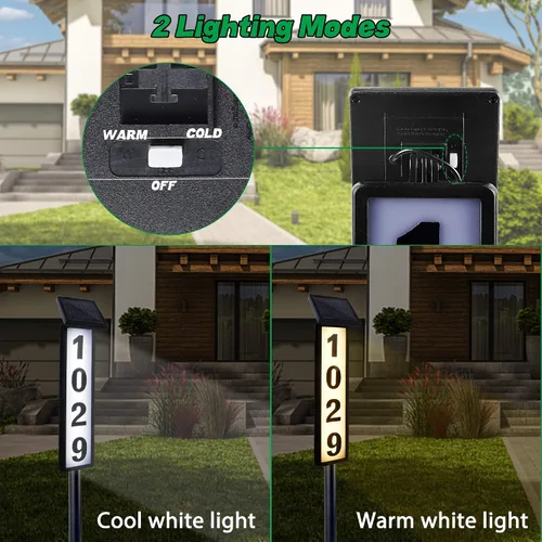 Miniatura 3 de FORUP Letrero de números de dirección de casa con luz solar, luz solar con números de casa, placa de dirección iluminada por LED para exteriores