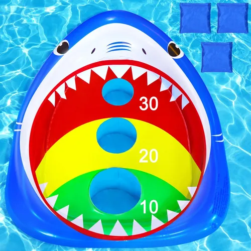 Divertidos juguetes de piscina para niños, tablero inflable de tiburón, juego de agua flotante para adultos y familia, regalo fresco de fiesta de