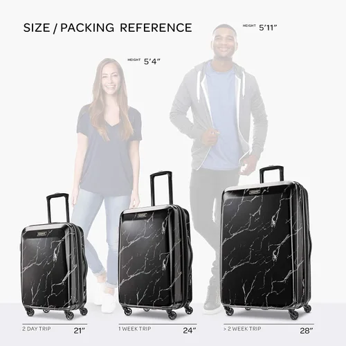 Miniatura 2 de AMERICAN TOURISTER Moonlight Hardside - Equipaje expandible con ruedas giratorias, Mármol negro), 92507-D773