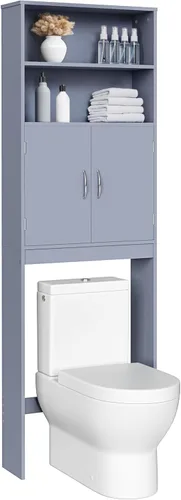 Miniatura 10 de Yaheetech Almacenamiento sobre el inodoro, organizador de baño más alto, gabinete de almacenamiento que ahorra espacio con estantes ajustables