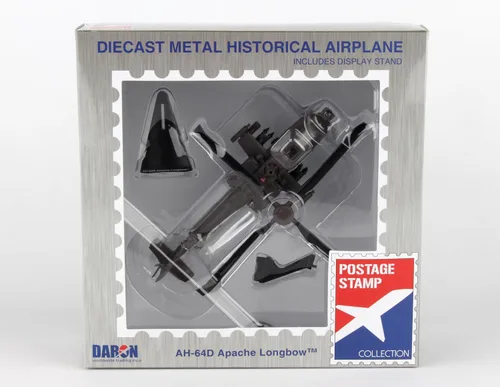 Miniatura 9 de Daron Sello Postal Boeing AH-64D Apache Longbow Modelo de exhibición de fundición a escala 1/100 con soporte, mediano