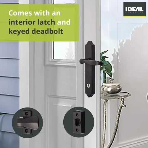 Miniatura 7 de Ideal Security 1216 Manija de puerta Storm para montaje en superficie con cerradura y llave para puertas de 1 a 1 ½ pulgadas de grosor