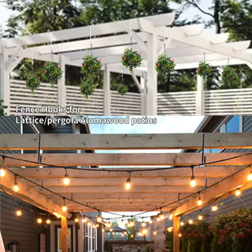 Miniatura 5 de Ganchos para valla de vinilo, paquete de 6 ganchos colgantes de pérgola de patio de 2 x 6 pulgadas, ganchos de acero con recubrimiento en polvo