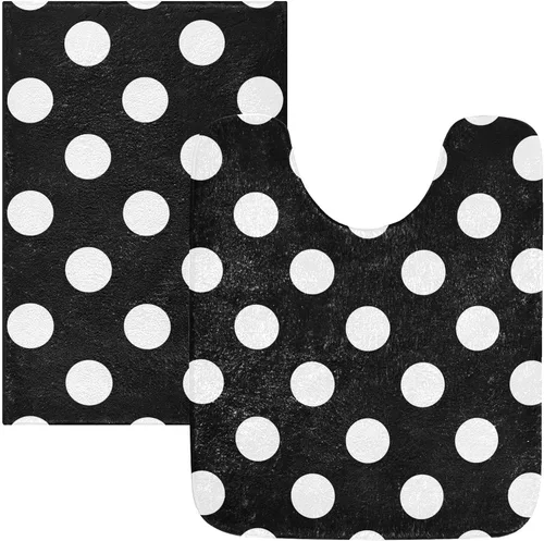 Miniatura 19 de Tapete de baño a cuadros negros y morados, suave, absorbente, lavable, tapete de baño para suelo de baño, tapete de baño antideslizante para baño