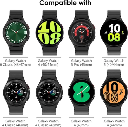 Miniatura 2 de NewWays for Samsung Galaxy Watch Gapless Bands 7 6 5 4 40mm 44mm 5Pro 45mm, No Gap Strap Stainless Steel Classy Elegant Military Rugged Metal Link