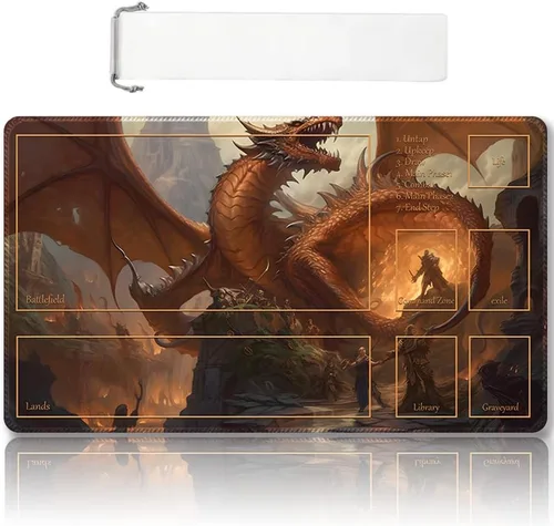 Miniatura 32 de Tapete de juego MTG cosido de alta calidad con zonas y parte trasera de goma antideslizante, tapete de juego TCG para MTG y otros juegos de cartas