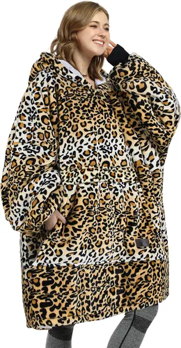 Miniatura 49 de Catalonia Sudadera extragrande tipo manta con capucha, sudadera de sherpa portátil para adultos, hombres y mujeres