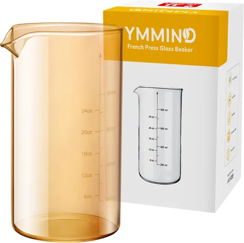 YMMIND Vaso de vidrio de repuesto para prensa francesa de 34 onzas, diseño universal estándar, se adapta a la mayoría de las marcas de cafeteras de