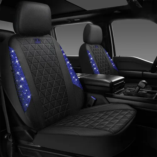 Miniatura 36 de CAR PASS Fundas de asiento de automóvil de cuero con diamantes brillantes, juego de asientos interiores de asientos completos, impermeable, Plateado