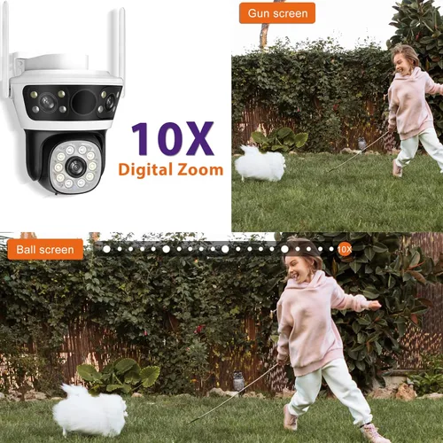 Miniatura 4 de Cámara de seguridad para exteriores 2.4G WiFi PTZ Cámara para exteriores de doble lente cámaras de seguridad para el hogar Vista de 360 ° 4MP Cable