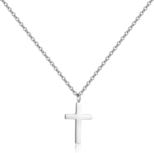 Joxevyia Collar de cruz para mujer, collar de cruz de circonita cúbica de oro de 14 quilates para niñas, elegante colgante de cruz de cristal,