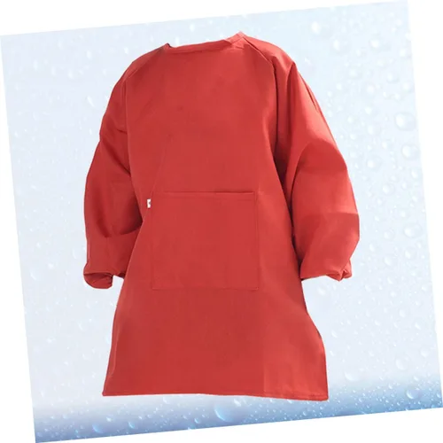 Miniatura 6 de Long Sleeve Painting Smock Apron Coat Cover with Adjustable Closure Red Protective Clothes for Watercolor Stain Prevention and Easy Cleaning
