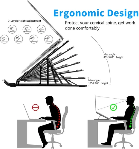 Miniatura 2 de Soporte para Portátil para Escritorio, Diseño Ergonómico Ajustable de Aluminio Plegable y Portátil Soporte para Computadora, Compatible con MacBook