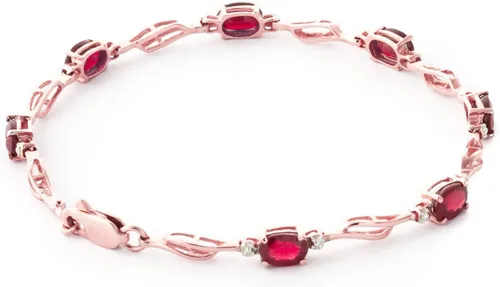 Miniatura 2 de Galaxy Gold GG Pulsera de tenis de oro rosa macizo de 14 quilates, diamante rubí de 4.21 quilates, Gema, Rubí