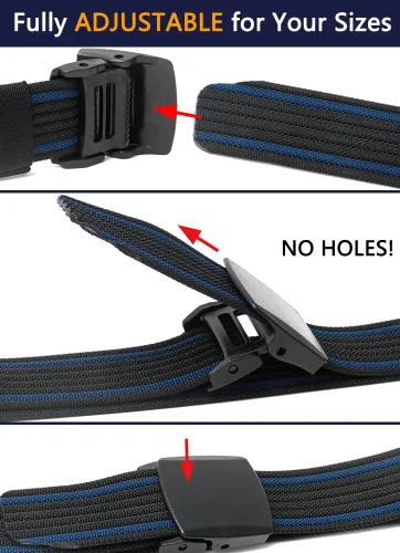 Miniatura 5 de LionVII Cinturones de nailon para hombre, cinturón transpirable con hebilla de plástico YKK duradera para trabajar, recortar para adaptarse a