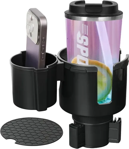 JINKEY Expansor de portavasos 2 en 1, extensor de portavasos extra con inserto de taza ajustable para asiento delantero de automóvil para Yeti,