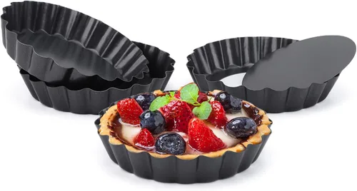 Miniatura 9 de Beasea Sartén para tartas de 10 pulgadas con parte inferior extraíble, sartén antiadherente para quiche con borde estriado, base suelta, bandeja