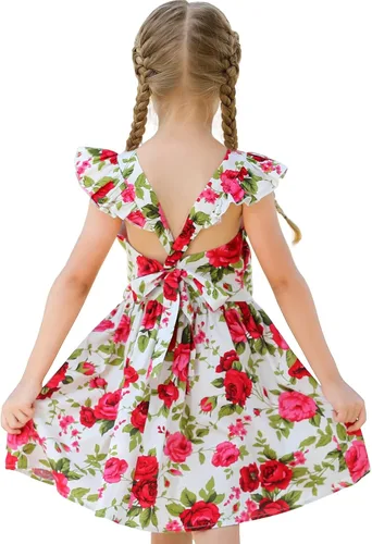 Miniatura 186 de Vestido de verano para niña, de algodón, con diseño floral