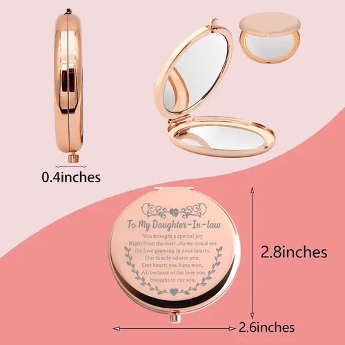 Miniatura 2 de MYOSPARK Regalos para nuera para mi nuera Espejo de maquillaje compacto para boda para novia para ser regalo de suegra (espejo de hijas)