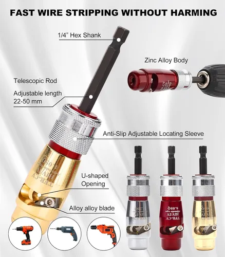 Miniatura 5 de Herramienta de torsión de alambre para taladro, herramienta automática de pelado y torsión de cables para taladro, kit de conector de pelacables