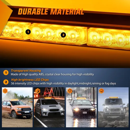Miniatura 2 de Nilight Luces estroboscópicas de techo de 29.5 pulgadas, 56 LED, luz de peligro, advertencia de seguridad de emergencia, barra intermitente, montaje