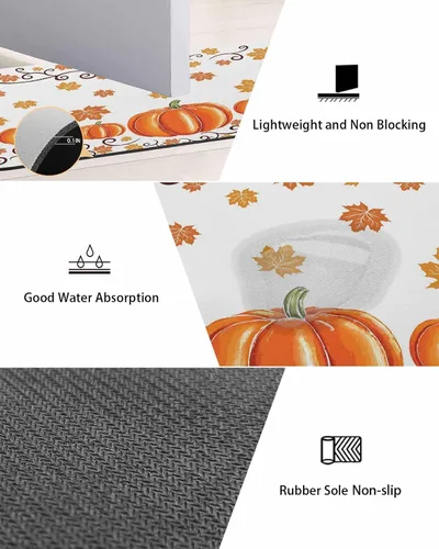 Miniatura 3 de Tapete de baño de calabaza naranja para bañera, antideslizante, de secado rápido y absorbente, tierra de diatomeas, fregadero de ducha, lavable