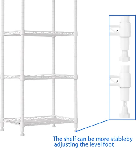 Miniatura 6 de REGILLER Estantería de Alambre de Acero de 6 Niveles, Unidad de Almacenamiento con Estantes Ajustables para Lavandería, Baño, Cocina, Despensa