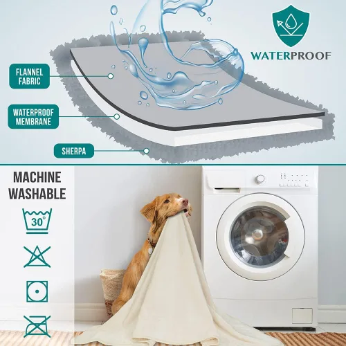 Miniatura 5 de PETAMI Manta impermeable de forro polar Sherpa para gatos y perros, color beige, talla S