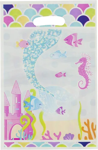 Miniatura 8 de Paquete de fiesta temática de sirena, platos de papel desechables, vasos, servilletas, tenedores, cucharas, bolsas de regalo y sopladores de fiesta