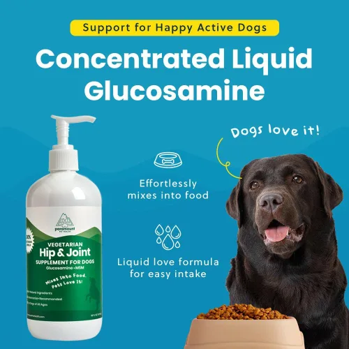 Miniatura 3 de Paramount Pet Health Glucosamina líquida a base de plantas para perros, 1600 mg de apoyo articular condroitina, MSM y Omega 3-6-9, suplemento