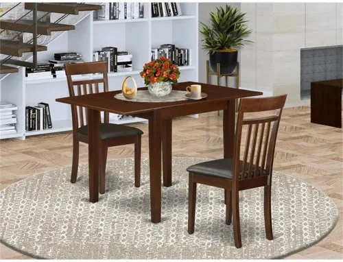Miniatura 2 de East West Furniture NDCA3-MAH-LC - Juego de comedor de 3 piezas para espacios pequeños que contiene una mesa de comedor rectangular con gotas y 2
