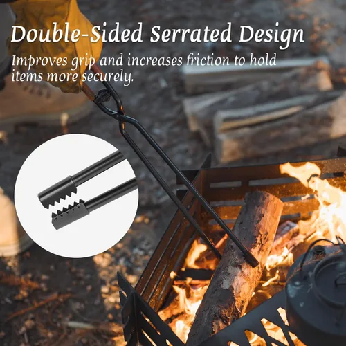 Miniatura 5 de OMUKY Pinzas para chimenea, pinzas de garra de tronco con cubierta de mango de piel sintética, herramienta de abrazadera para interior y exterior