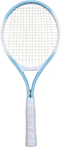 Miniatura 7 de predolo Raqueta de tenis con agarre cómodo y cuerdas de nailon para práctica de playa, azul y blanco