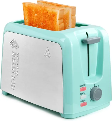 Holstein Housewares Tostadora de 2 rebanadas con 7 ajustes de tostado, ranuras extra anchas, recalentamiento, descongelación, cancelación,