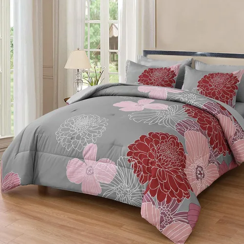 Miniatura 21 de Yiran - Juego de edredón de 7 piezas en una bolsa, edredón floral amarillo con flores, ropa de cama de microfibra suave, tamaño King