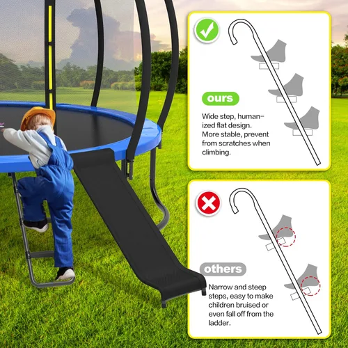 Miniatura 2 de Kit de escalera y tobogán para cama elástica, tobogán universal de 3 escalones con amortiguador, accesorios de trampolín fáciles de escalar