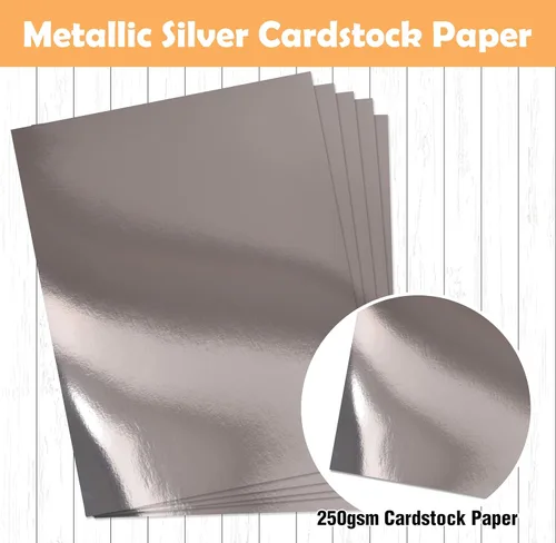 Miniatura 4 de Gift Boutique 60 piezas de papel de cartulina plateado metálico, hojas de tablero de aluminio, superficie con acabado espejo para invitaciones