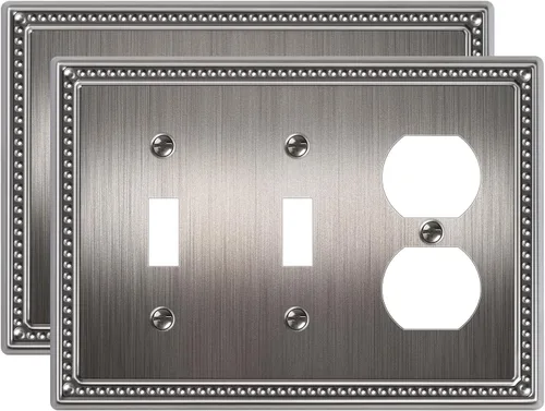 Miniatura 49 de Paquete de 4 placas de cubierta para interruptor de luz de palanca individual, cubiertas decorativas de perlas, placa de pared de metal almendra