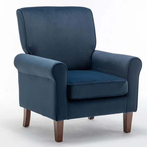 Container Furniture Direct Sillón clásico con marco de madera de abedul y cómodos reposabrazos enrollados, sillones para sala de estar, dormitorio y