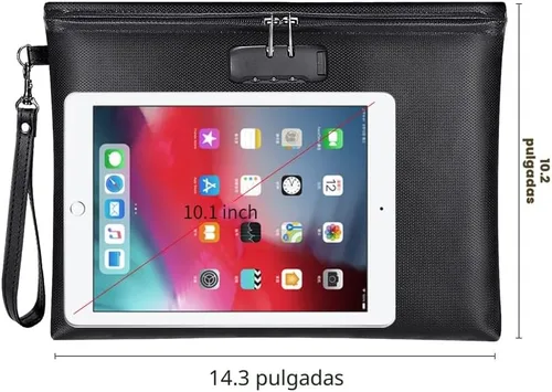 Miniatura 5 de Bolsa de documentos ignífuga con cerradura, 14.3 x 10.2 pulgadas, bolsa de dinero ignífuga e impermeable con cierre de cremallera, bolsa
