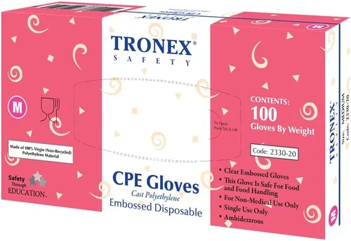 Miniatura 3 de TRONEX Guantes desechables de polietileno fundido seguro para alimentos CPE en relieve plástico transparente PE para preparación de panadería