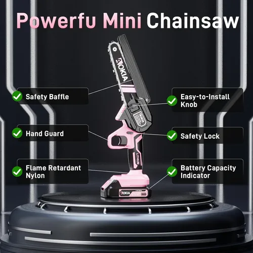 Miniatura 3 de AOKIA Motosierra Eléctrica Mini Inalámbrica, Pequeña de Mano 20V de 2 Baterías con Cargador, Motosierra de 6 Pulgadas, Operada con Batería, para Uso