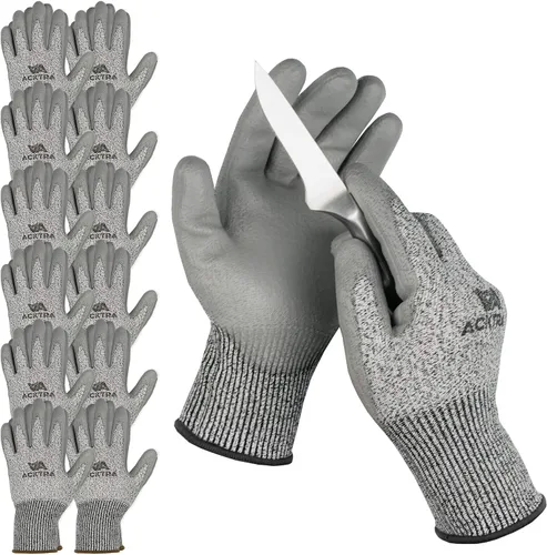 Miniatura 14 de Guantes de trabajo de seguridad resistentes a cortes de nivel 5 ACKTRA, 12 pares
